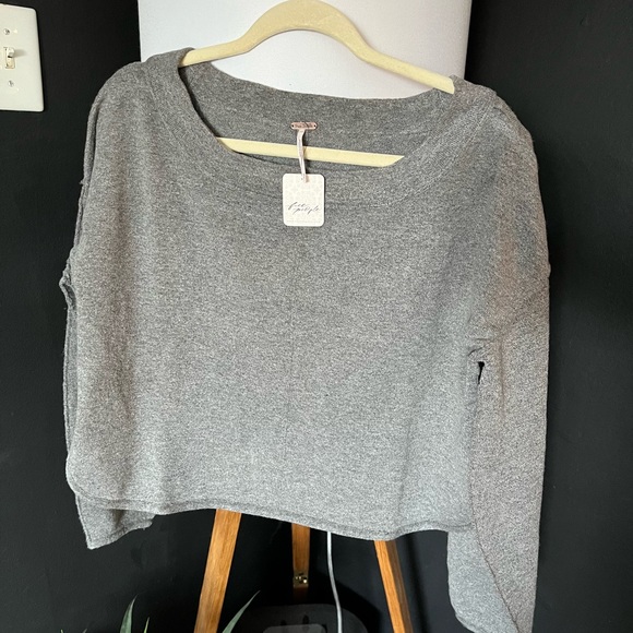NWT FREE PEOPLE Jamie Pullover Sweater In Dark Heather Gray MSRP $148 Size S - Picture 7 of 11